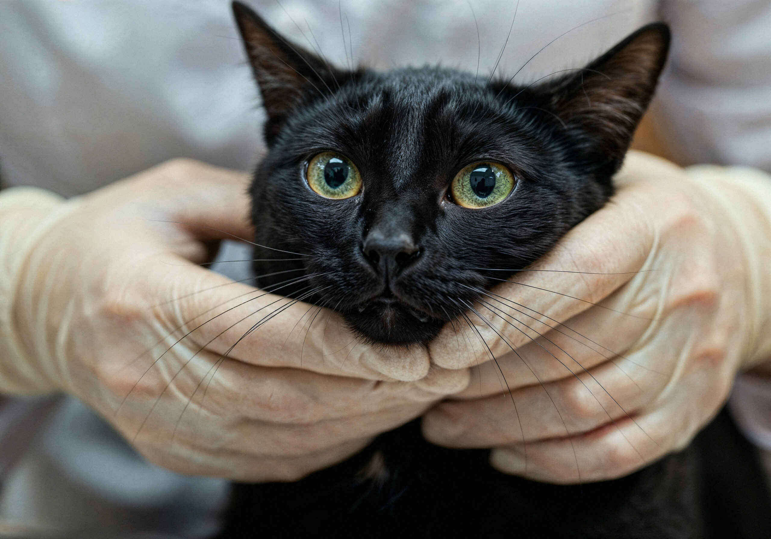 black-cat-held-by-gloved-hands